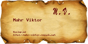 Mahr Viktor névjegykártya